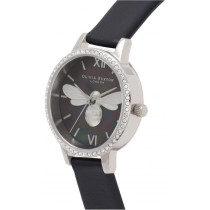 Olivia Burton Womens Watch, Black Dial And Black Leather Strap, Ob16Bb13, Black, Strap