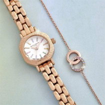 Olivia Burton OB Watch Womens, White Dial Ionic Plated Pale Rose Gold Steel, OB16Cc50, Rose Gold, Bracelet