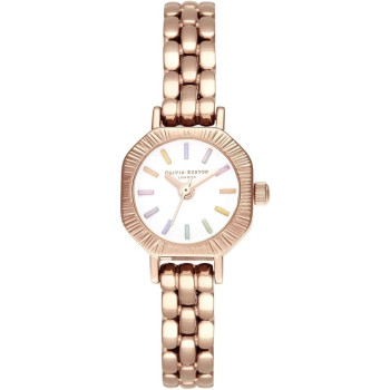 Olivia Burton OB Watch Womens, White Dial Ionic Plated Pale Rose Gold Steel, OB16Cc50, Rose Gold, Bracelet