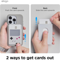 Elago W5 Magnetic Wallet Card Holder 2-Cards Compatible With MagSafe For iPhone 15, iPhone 14, iPhone 13, iPhone 12 Series-Secure Phone Wallet, Scratch And Damage Protection, Light Grey, EMSW5-POCKET-LGY