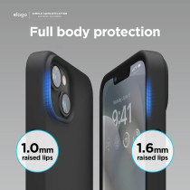 Elago Compatible With iPhone 14 Plus Case, Liquid Silicone Case, Full Body Protective Cover, Shockproof, Slim Phone Case, Anti-Scratch Soft Microfiber Lining, 6.7 inch, Black, ES14SC67-BK