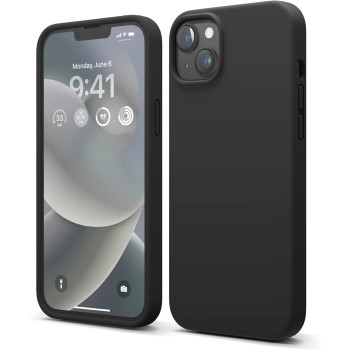 Elago Compatible With iPhone 14 Plus Case, Liquid Silicone Case, Full Body Protective Cover, Shockproof, Slim Phone Case, Anti-Scratch Soft Microfiber Lining, 6.7 inch, Black, ES14SC67-BK