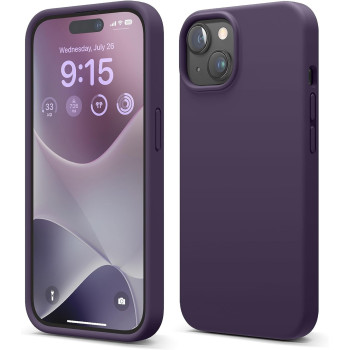 Elago Compatible With iPhone 15 Case, Liquid Silicone Case, Full Body Protective Cover, Shockproof, Slim Phone Case, Anti-Scratch Soft Microfiber Lining, 6.1 inch, Deep Purple, ES15SC61-DPU