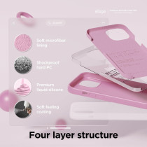 Elago Compatible With iPhone 15 Case, Liquid Silicone Case, Full Body Protective Cover, Shockproof, Slim Phone Case, Anti-Scratch Soft Microfiber Lining, 6.1 inch, Hot Pink, ES15SC61-HPK