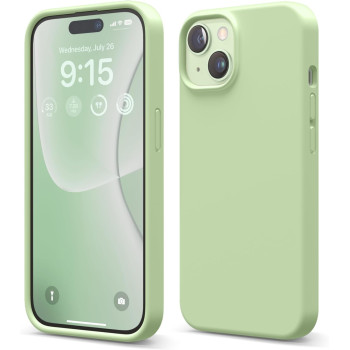 Elago Compatible With iPhone 15 Case, Liquid Silicone Case, Full Body Protective Cover, Shockproof, Slim Phone Case, Anti-Scratch Soft Microfiber Lining, 6.1 inch, Pastel Green, ES15SC61-PGR