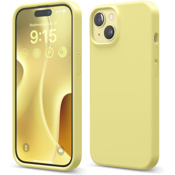 Elago Compatible With iPhone 15 Case, Liquid Silicone Case, Full Body Protective Cover, Shockproof, Slim Phone Case, Anti-Scratch Soft Microfiber Lining, 6.1 inch, Yellow, ES15SC61-YE