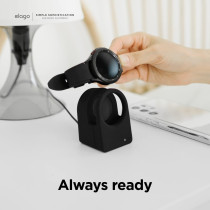 Elago GW3 Stand Compatible With Samsung Galaxy Watch 6 Series Charger Stand 5, 40, 44mm, 5 Pro, 45mm 2022, Classic Clock Design-Black,Charging Cable Not Included, Black, EST-GWT3-29-BK