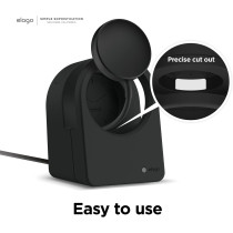 Elago GW3 Stand Compatible With Samsung Galaxy Watch 6 Series Charger Stand 5, 40, 44mm, 5 Pro, 45mm 2022, Classic Clock Design-Black,Charging Cable Not Included, Black, EST-GWT3-29-BK