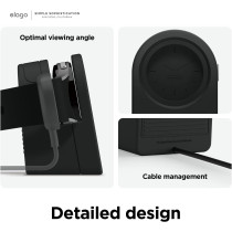 Elago GW3 Stand Compatible With Samsung Galaxy Watch 6 Series Charger Stand 5, 40, 44mm, 5 Pro, 45mm 2022, Classic Clock Design-Black,Charging Cable Not Included, Black, EST-GWT3-29-BK