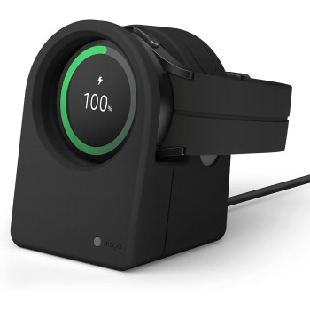 Elago GW3 Stand Compatible With Samsung Galaxy Watch 6 Series Charger Stand 5, 40, 44mm, 5 Pro, 45mm 2022, Classic Clock Design-Black,Charging Cable Not Included, Black, EST-GWT3-29-BK