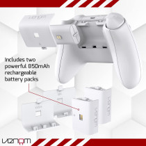 Venom Twin Charging Dock With 2x Rechargeable Battery Packs, White, VS2871