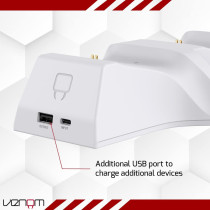 Venom Twin Charging Dock With 2x Rechargeable Battery Packs, White, VS2871