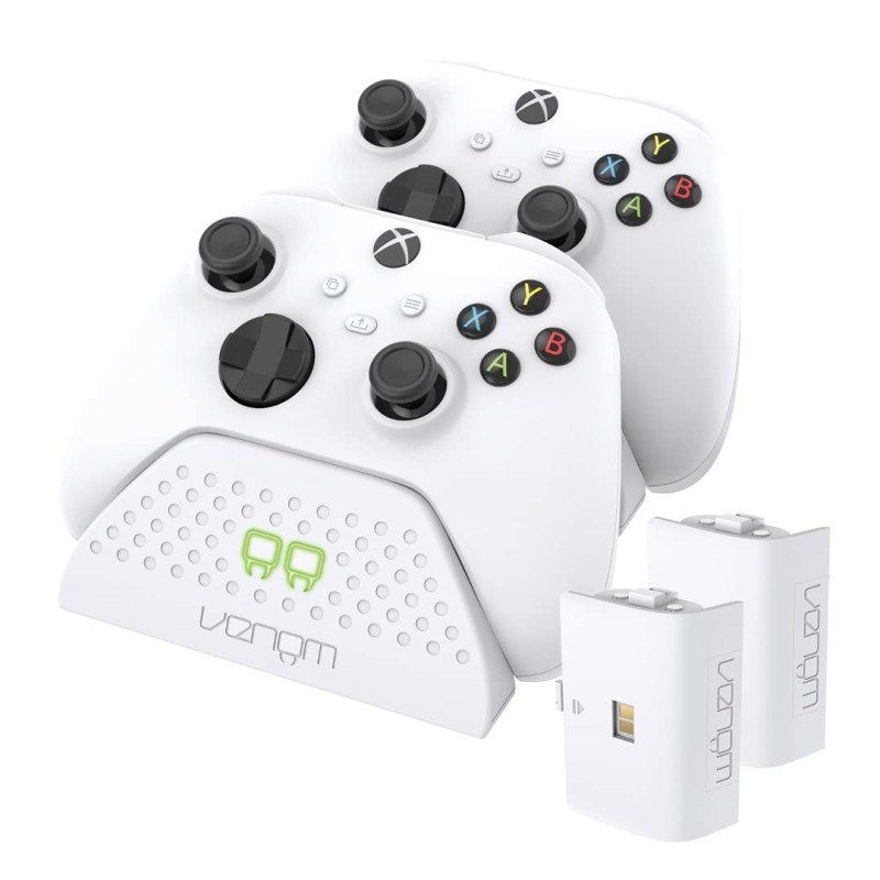 Venom Twin Charging Dock With 2x Rechargeable Battery Packs, White, VS2871