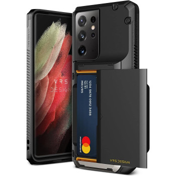 Vrs Design Damda Glide Pro Phone Case Compatible With Galaxy S21 Ultra 6.8 inch 2021, Matte Black, 909782