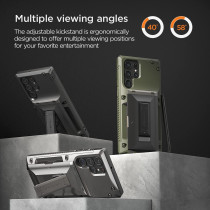 Vrs Design Phone Case For Galaxy S22 Ultra 2022, Damda Glide Hybrid, Sturdy Functional Case With Card Slot And Kickstand For Galaxy S22 Ultra 2022, Metal Black, 910640