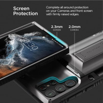 Vrs Design Phone Case For Galaxy S22 Ultra 2022, Damda Glide Hybrid, Sturdy Functional Case With Card Slot And Kickstand For Galaxy S22 Ultra 2022, Metal Black, 910640