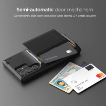 Vrs Design Compatible With Galaxy S22 Ultra Case Damda Glide Pro, Sturdy Semi Auto Wallet 4 Cards Case For Galaxy S22 Ultra 2022, Groove Black, 910853