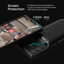 Vrs Design Compatible With Galaxy S22 Ultra Case Damda Glide Pro, Sturdy Semi Auto Wallet 4 Cards Case For Galaxy S22 Ultra 2022, Groove Black, 910853