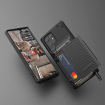 Vrs Design Compatible With Galaxy S22 Ultra Case Damda Glide Pro, Sturdy Semi Auto Wallet 4 Cards Case For Galaxy S22 Ultra 2022, Groove Black, 910853