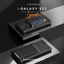 Vrs Design Compatible With Galaxy S22 Ultra Case Damda Glide Pro, Sturdy Semi Auto Wallet 4 Cards Case For Galaxy S22 Ultra 2022, Groove Black, 910853