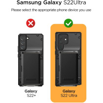 Vrs Design Compatible With Galaxy S22 Ultra Case Damda Glide Pro, Sturdy Semi Auto Wallet 4 Cards Case For Galaxy S22 Ultra 2022, Groove Black, 910853