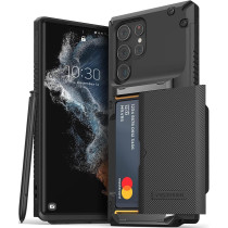 Vrs Design Compatible With Galaxy S22 Ultra Case Damda Glide Pro, Sturdy Semi Auto Wallet 4 Cards Case For Galaxy S22 Ultra 2022, Groove Black, 910853