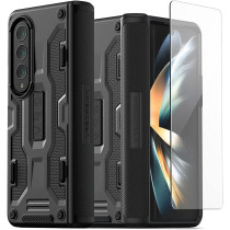 Vrs Design Terra Guard Active Phone Case For Galaxy Z Fold 4 5G 2022, Premium Durable Semi-Auto Hinge Protective Case With Tempered Glass Screen Protector Renewed, Matte Black, 910968