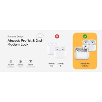 Vrs Design Modern Lock Airpods Pro Case For Apple Airpods Pro 2nd Generation And 1st Generation 2023/2022/2019, White, 912155