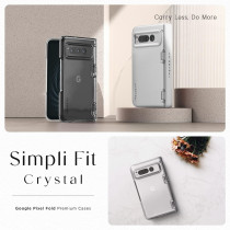 Vrs Design Simpli Fit Crystal For Google Pixel Fold Case 2023, Premium Modern Slim Style Spring-Loaded Hinge Cover Case Compatible With Pixel Fold, Crystal Clear, 912288