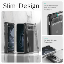 Vrs Design Simpli Fit Crystal For Google Pixel Fold Case 2023, Premium Modern Slim Style Spring-Loaded Hinge Cover Case Compatible With Pixel Fold, Crystal Clear, 912288