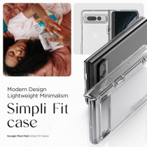 Vrs Design Simpli Fit Crystal For Google Pixel Fold Case 2023, Premium Modern Slim Style Spring-Loaded Hinge Cover Case Compatible With Pixel Fold, Crystal Clear, 912288