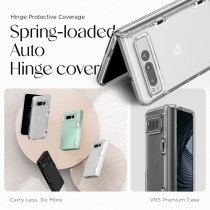 Vrs Design Simpli Fit Crystal For Google Pixel Fold Case 2023, Premium Modern Slim Style Spring-Loaded Hinge Cover Case Compatible With Pixel Fold, Crystal Clear, 912288