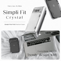 Vrs Design Simpli Fit Crystal For Google Pixel Fold Case 2023, Premium Modern Slim Style Spring-Loaded Hinge Cover Case Compatible With Pixel Fold, Crystal Clear, 912288