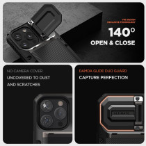 Vrs Design Damda Glide DuoGuard For iPhone 14 Pro Max Phone Case 2022, Premium Sturdy Fully Covered Camera Lens Protection Cover Card Holder Wallet Case, Groove Black, 915100