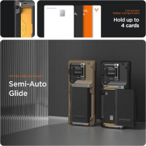 Vrs Design Damda Glide DuoGuard For Galaxy S23 Ultra Phone Case 2023, Premium Sturdy Fully Covered Camera Lens Protection Cover Card Holder Wallet Case, Groove Black, 915102