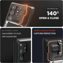 Vrs Design Damda Glide DuoGuard For Galaxy S23 Ultra Phone Case 2023, Premium Sturdy Fully Covered Camera Lens Protection Cover Card Holder Wallet Case, Groove Black, 915102
