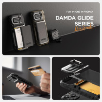 Vrs Design Damda Glide DuoGuard For iPhone 14 Pro Max Phone Case 2022, Premium Sturdy Fully Covered Camera Lens Protection Cover Card Holder Wallet Case, Groove Khaki, 915105