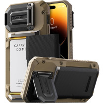 Vrs Design Damda Glide DuoGuard For iPhone 14 Pro Max Phone Case 2022, Premium Sturdy Fully Covered Camera Lens Protection Cover Card Holder Wallet Case, Groove Khaki, 915105