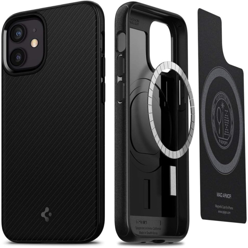 Spigen Mag Armor MagFit Compatible With MagSafe Designed For iPhone 12 Mini Case 2020, Matte Black, ACS01866