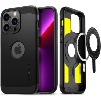 Spigen Tough Armor Mag MagFit Extreme Protection Tech Compatible With MagSafe Designed For iPhone 13 Pro Case 2020-Black, ACS03280