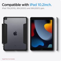 Spigen Ultra Hybrid Pro Designed For iPad 10.2 Case, iPad 9th Generation Case 2021/iPad 8th Generation Case 2020/iPad 7th Generation Case 2019 With Transparent Back And Pencil Holder-Black, ACS03906
