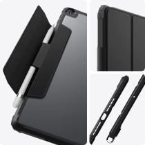 Spigen Ultra Hybrid Pro Designed For iPad 10.2 Case, iPad 9th Generation Case 2021/iPad 8th Generation Case 2020/iPad 7th Generation Case 2019 With Transparent Back And Pencil Holder-Black, ACS03906