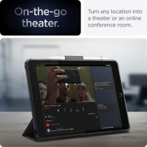 Spigen Ultra Hybrid Pro Designed For iPad 10.2 Case, iPad 9th Generation Case 2021/iPad 8th Generation Case 2020/iPad 7th Generation Case 2019 With Transparent Back And Pencil Holder-Black, ACS03906
