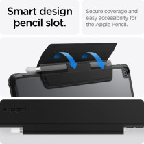 Spigen Ultra Hybrid Pro Designed For iPad 10.2 Case, iPad 9th Generation Case 2021/iPad 8th Generation Case 2020/iPad 7th Generation Case 2019 With Transparent Back And Pencil Holder-Black, ACS03906