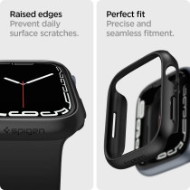 Spigen Thin Fit Designed For Apple Watch Case Series 9/8/7 45mm Thin Hard PC Case, Black, ACS04174