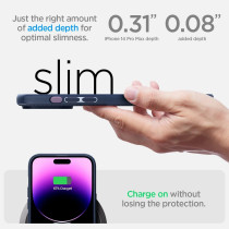 Spigen Mag Armor MagFit Compatible With MagSafe Designed For iPhone 14 Pro Max Case 2022, Navy Blue, ACS04845