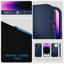 Spigen Mag Armor MagFit Compatible With MagSafe Designed For iPhone 14 Pro Max Case 2022, Navy Blue, ACS04845