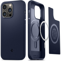 Spigen Mag Armor MagFit Compatible With MagSafe Designed For iPhone 14 Pro Max Case 2022, Navy Blue, ACS04845