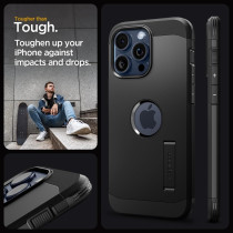 Spigen Magnetic Tough Armor MagFit Designed For iPhone 15 Pro Max Case, Military-Grade Protection Kickstand Compatible With MagSafe 2023, Black, ACS06594
