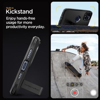 Spigen Magnetic Tough Armor MagFit Designed For iPhone 15 Pro Max Case, Military-Grade Protection Kickstand Compatible With MagSafe 2023, Black, ACS06594